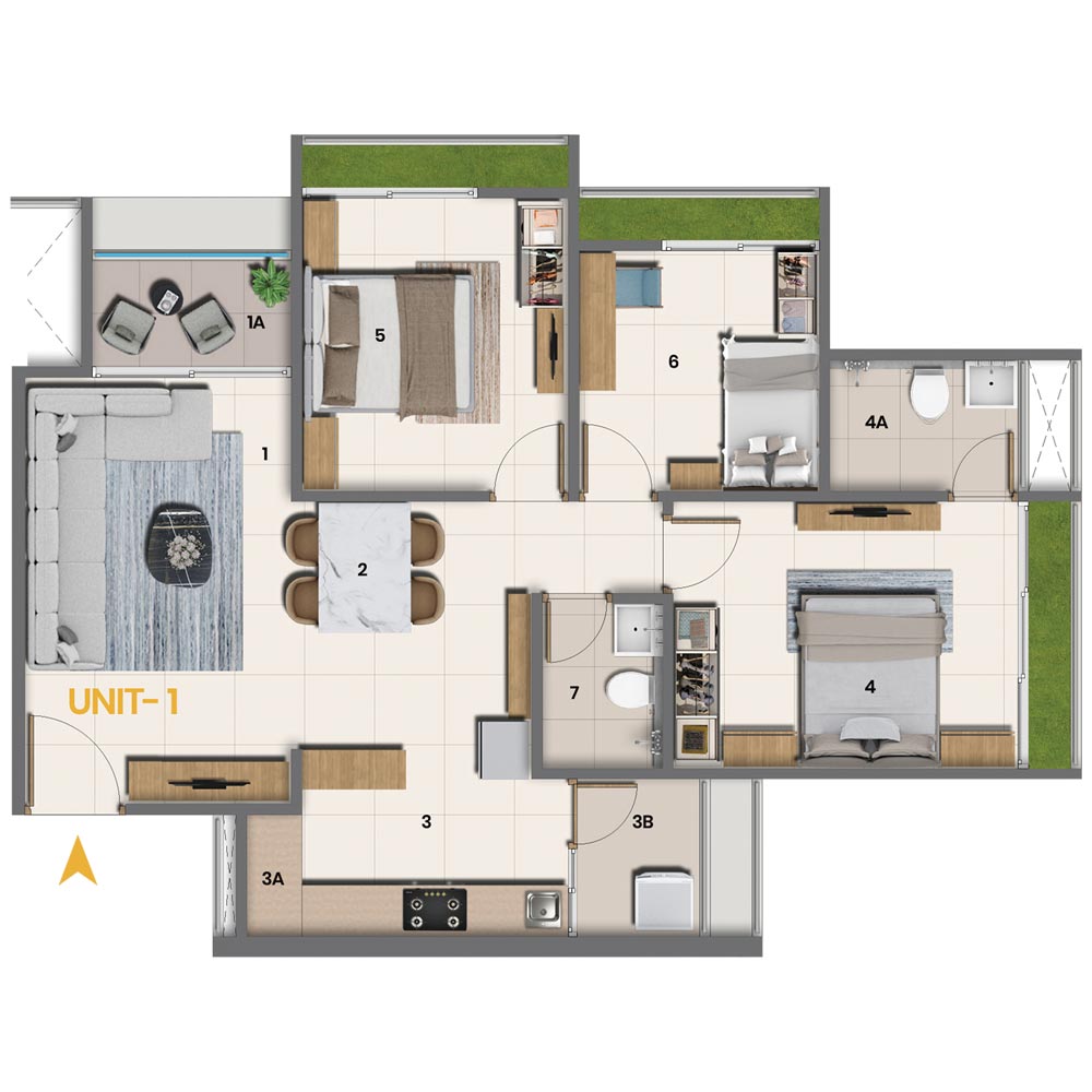 Adani Atrius 2.5 BHK unit plan