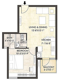 Aangan Typical Unit Plan 1 BHK 1