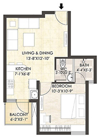 Aangan Typical Unit Plan 1 BHK 2