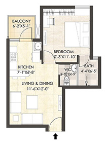 Aangan Typical Unit Plan 1 BHK 3