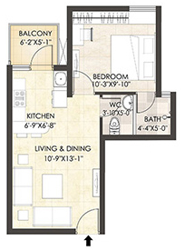 Aangan Typical Unit Plan 1 BHK 6