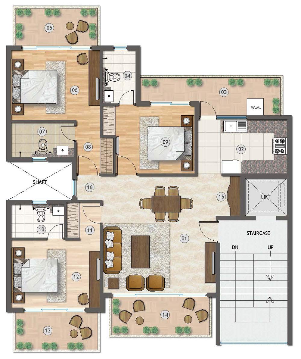 Samsara Vilasa Typical Unit Plans 3 bhk