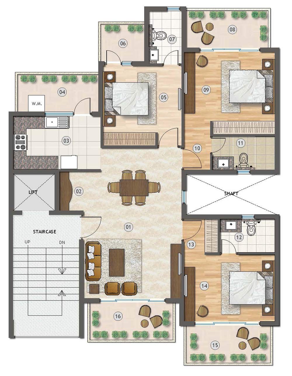 Samsara Vilasa Typical Unit Plans 3 bhk