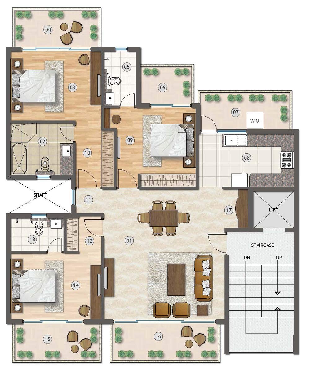 Samsara Vilasa Typical Unit Plans 3 bhk