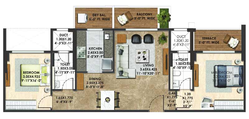 Atelier greens Typical Unit Plans 2 bhk